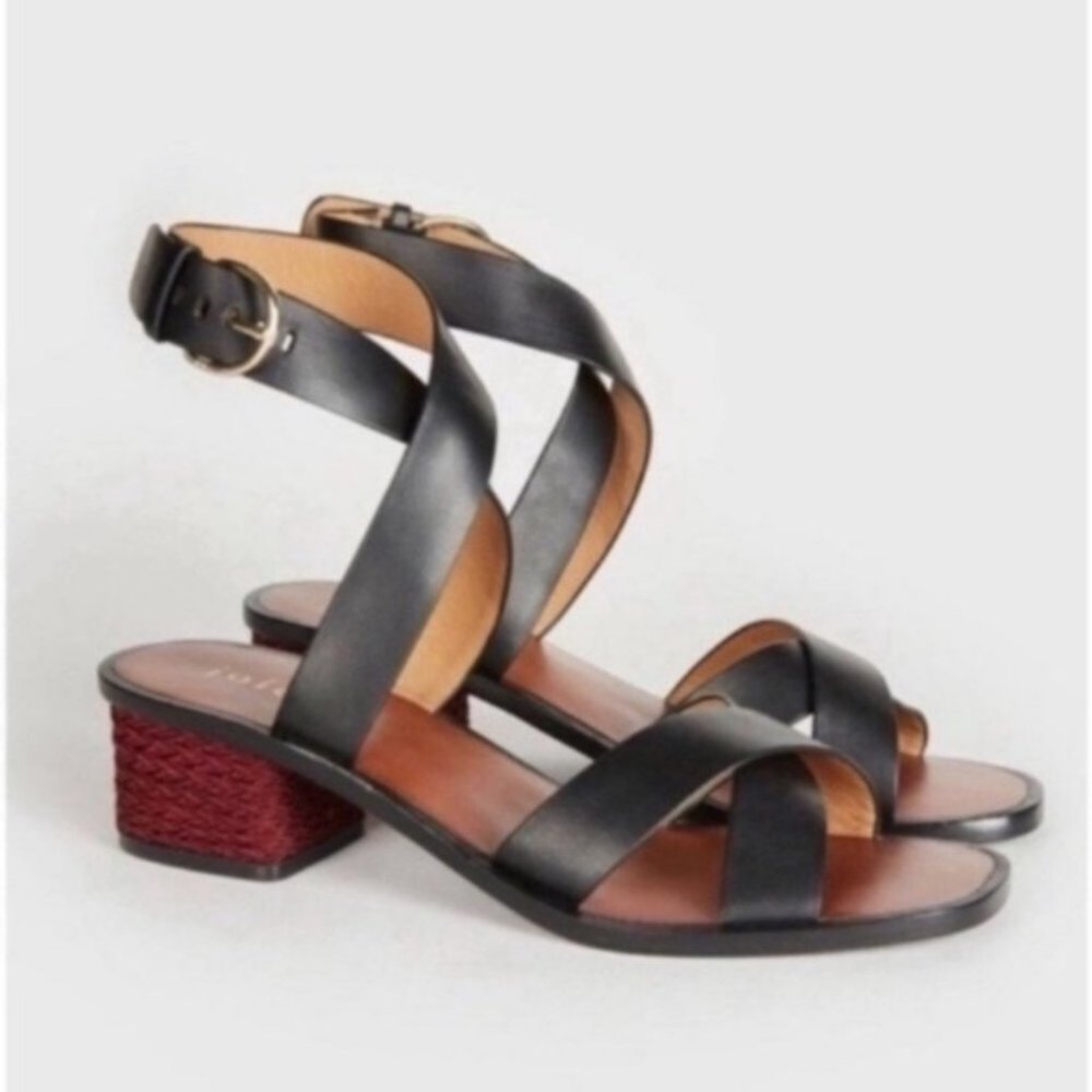 Joie Black Rana Ankle Strap Block Heel Sandals Sz 8